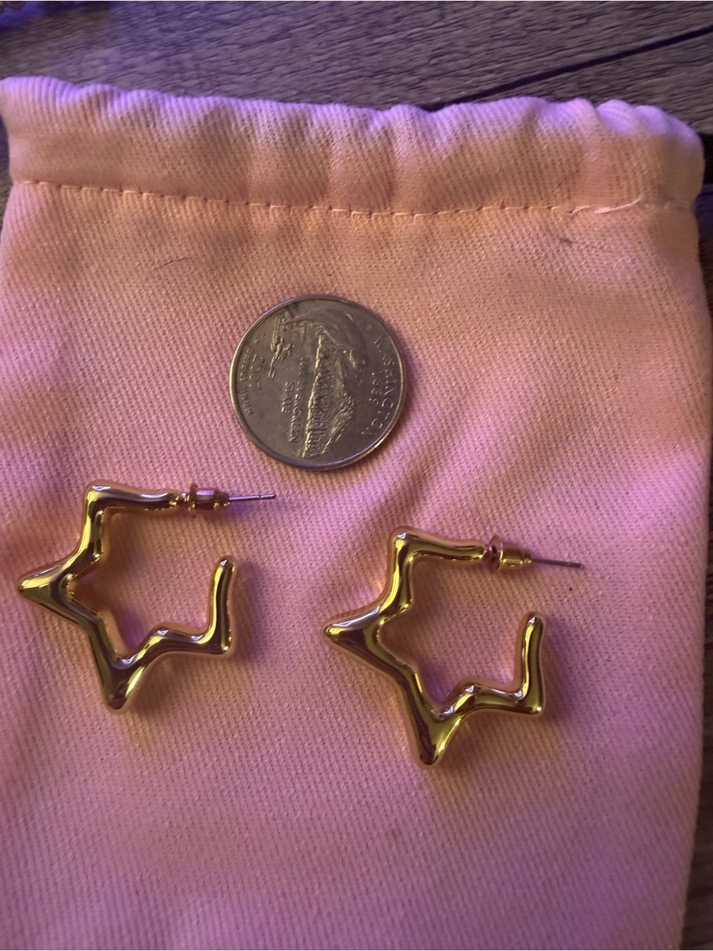 Gold Star-Shaped Hoop Earrings - Women Accessories